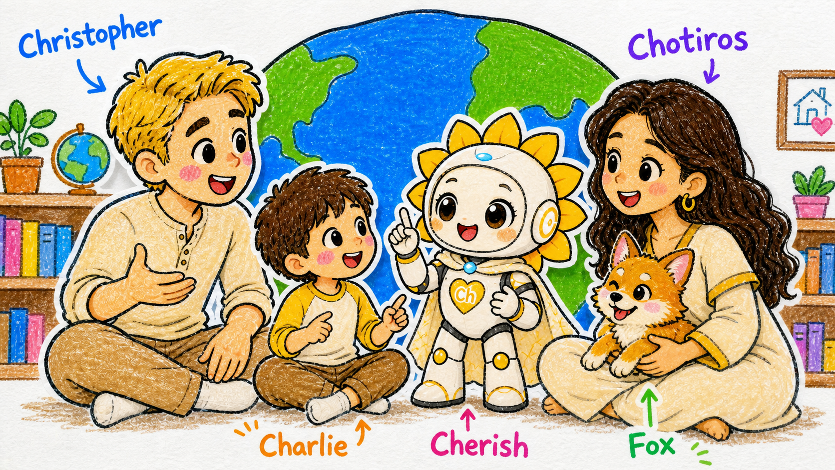 The complete CCCC family: Christopher, Chotiros, Charlie, Cherish and Fox
